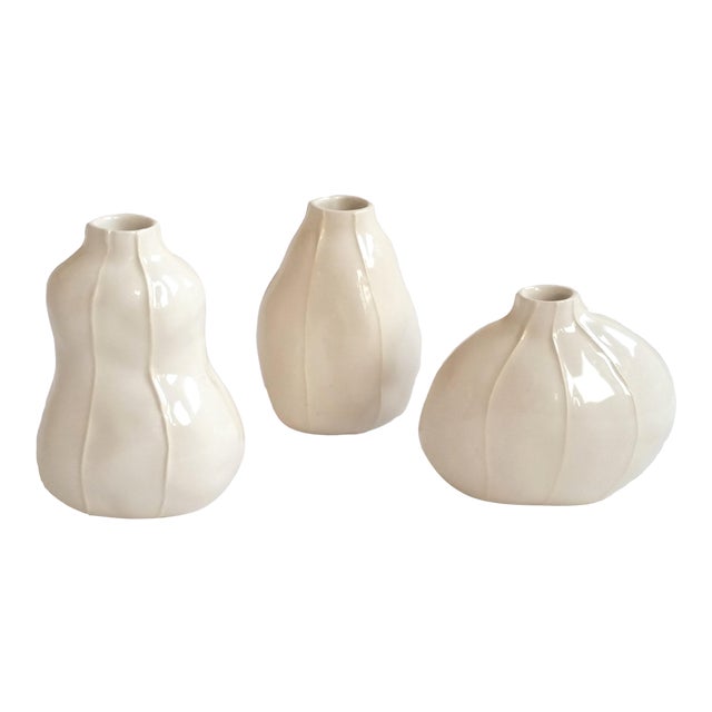 Contemporary White Bud Vases Set of 3 Chairish