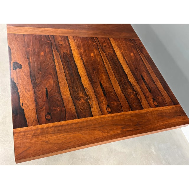 Chrome 1970s Rosewood Walnut and Chrome Dining Table For Sale - Image 8 of 10