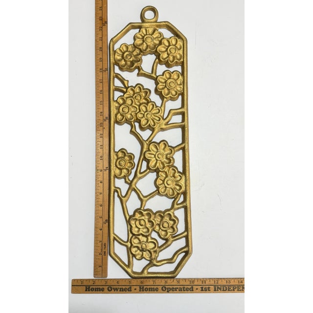 Mid 20th Century Mid-Century Gold-Painted Cast Iron Botanical Four Seasons Wall Panels – Pair For Sale - Image 5 of 11