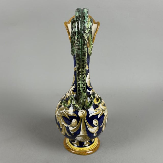 An extremely rare artistic majolica jug vase, attributed to the historic Sesto Fiorentino factory Carraresi & Schmid. The...