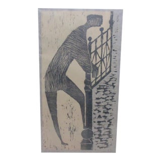 Signed Margo Hoff Woodblock Print For Sale
