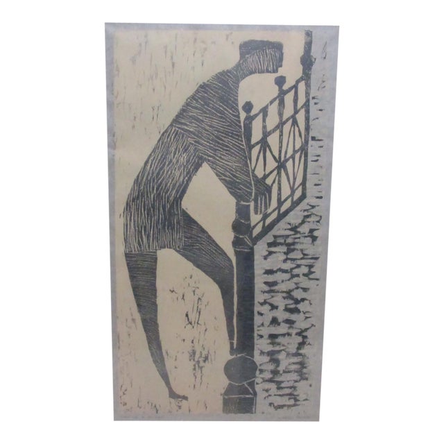Signed Margo Hoff Woodblock Print For Sale