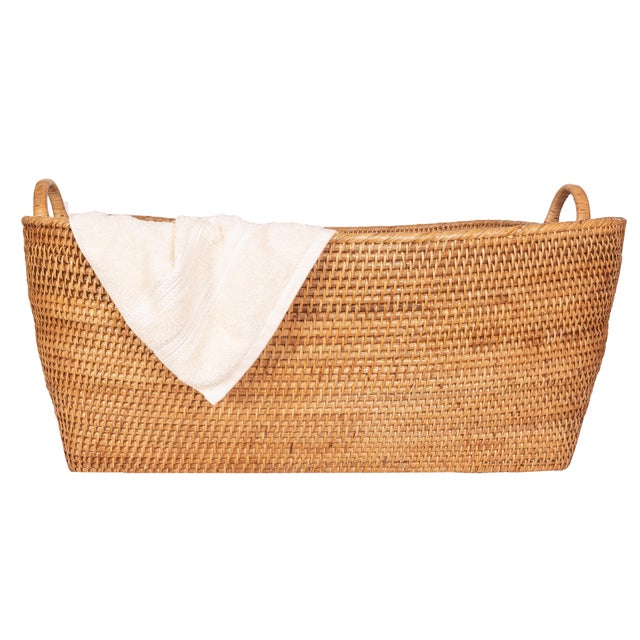 Artifacts Saboga Home Everything Basket with Hoop Handles in White Wash - 25" For Sale - Image 4 of 13