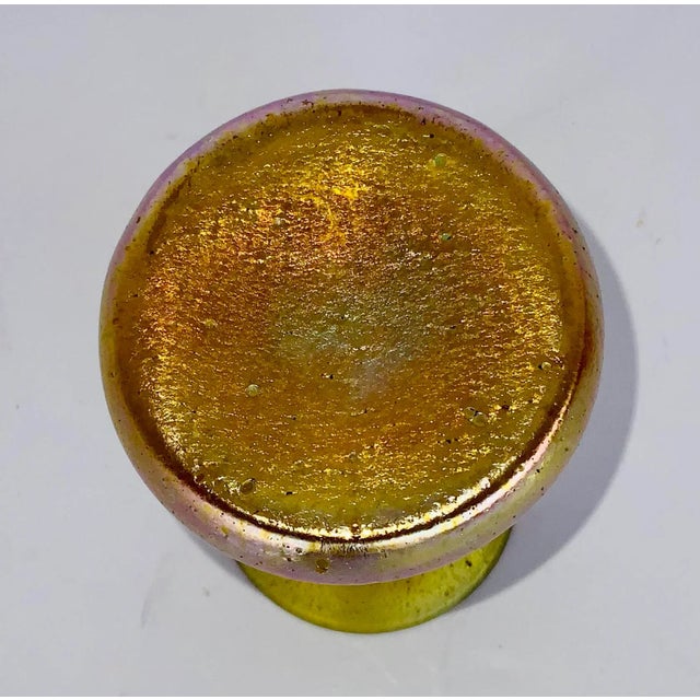 Modern Vintage 1920’s Gold Iridescent Art Glass Vase For Sale - Image 3 of 5