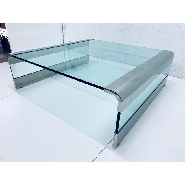Leon Rosen Polished Chrome and Glass Waterfall Coffee Table for Pace