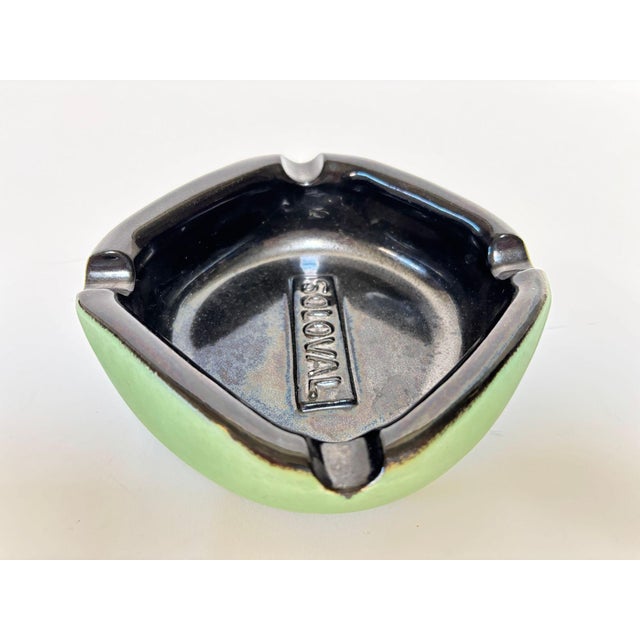 Large French Mid-Century Advertising Ceramic Ashtray for Soloval – Green & Black, circa 1950s–60s A bold and authentic...