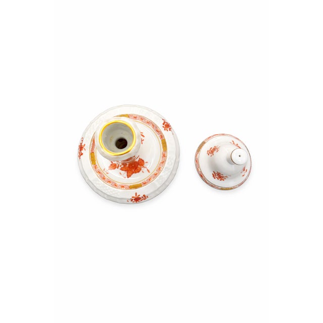 Vintage Apponyi Orange Porcelain Candlestick and Bell Set from Herend, 1970s, Set of 2 For Sale - Image 3 of 7