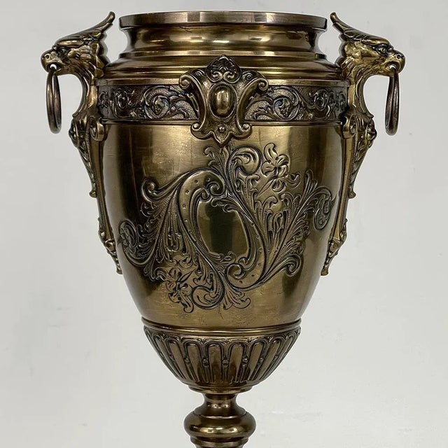 Pair of 19th Century French Napoleon III Period Bronze & Brass Urns For Sale - Image 11 of 13