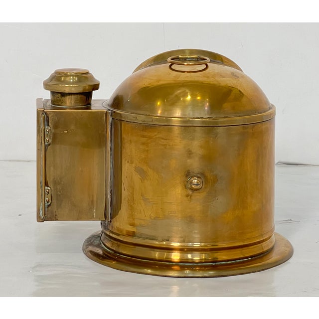 English Ship's Binnacle Compass of Brass With Side Burner Light For Sale In Austin - Image 6 of 9