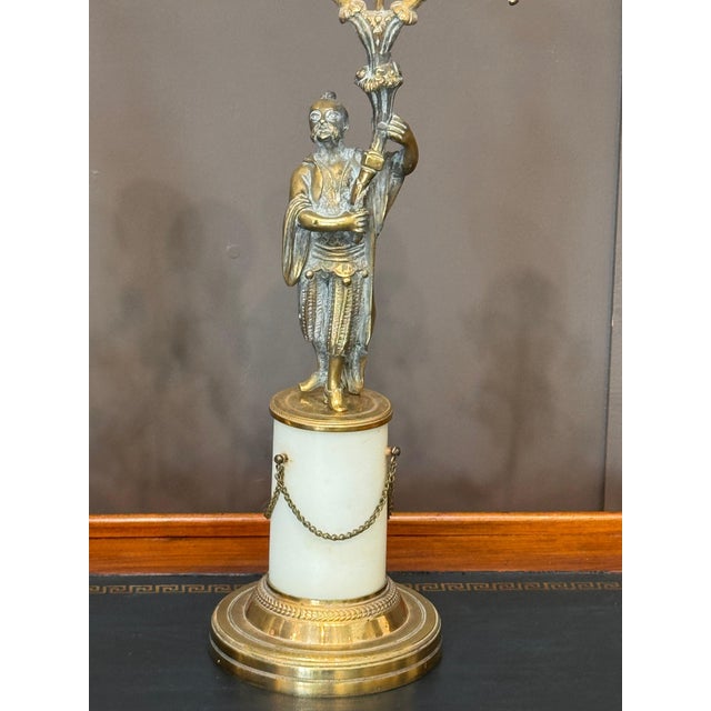 Pair of Regency Gilt Bronze Two-Light Candelabra With Chinoiserie Figures For Sale - Image 6 of 15