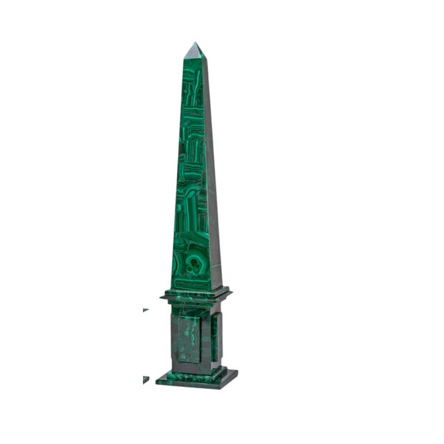Stunning Malachite obelisks with stepped base. Imported from Russia, found in Paris.
