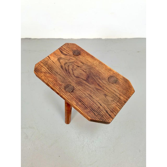 Brown Vintage French 3-Legged Milking Stool in Oak, 1950s For Sale - Image 8 of 9