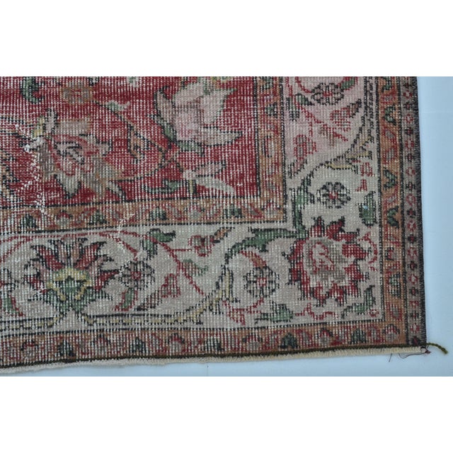Burnt Orange Handknotted Vintage Area Carpet For Sale - Image 8 of 10