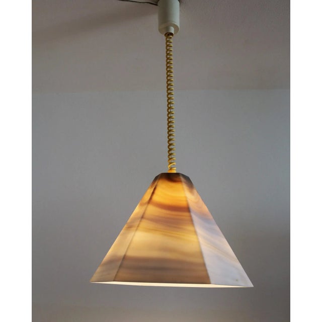 Mid-Century Modern Pendant Lamp in Glass with Marble Effect and Curly Cable, 1970s For Sale - Image 4 of 14