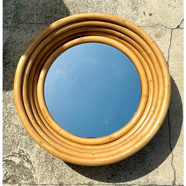 Wood Vintage Bent Rattan Mirror For Sale - Image 7 of 12