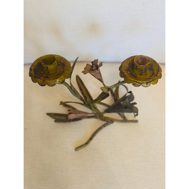 Vintage Tole Candle Holder For Sale - Image 9 of 9