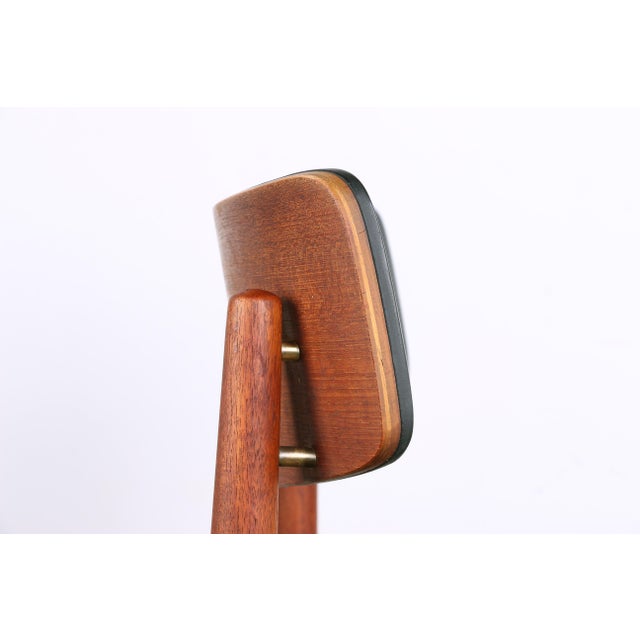 Danish Chairs in Teak, Black Skai and Brass by Sven Chrobat for Sax, 1960, Set of 4 For Sale - Image 12 of 18