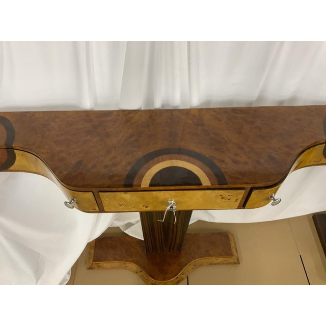 Mid 20th Century Art Deco Burl Wood Pedestal Console or Entry Table For Sale In New York - Image 6 of 7