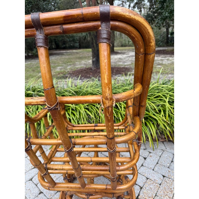 Mid-Century Organic Modern Palm Beach Chic Bamboo Dining Table With 6 Chairs - Set of 7 For Sale - Image 9 of 11