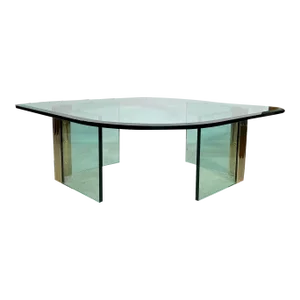 Vintage Pace Collection Waterfall Scalloped Brass and Glass Coffee Table by Leon Rosen