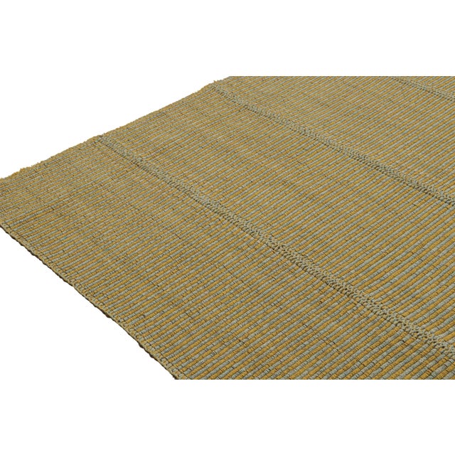 2010s 2010s Rug & Kilim’s Contemporary Kilim Rug in Mustard With Sky Blue Stripes For Sale - Image 5 of 8