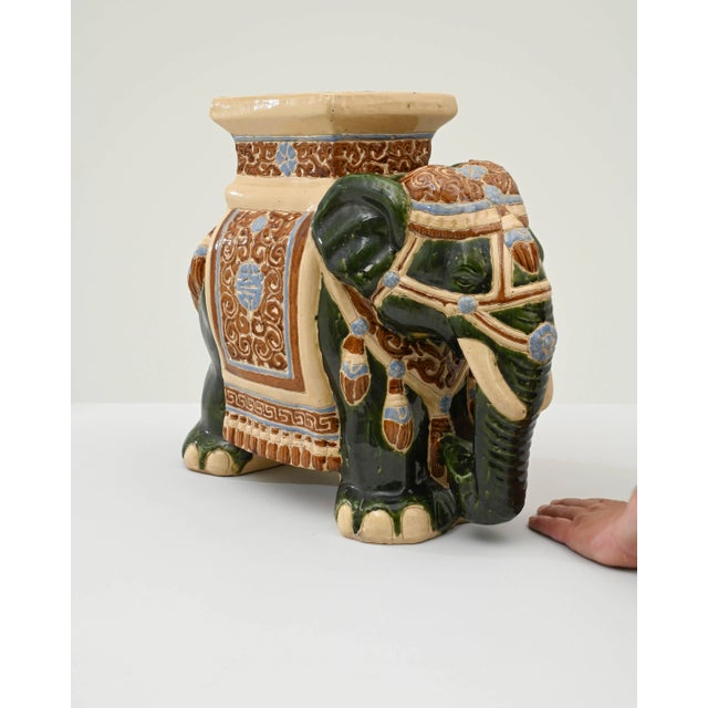 Chinoiserie 1960s French Ceramic Elephant For Sale - Image 3 of 9