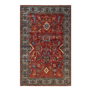 Serapi, One-of-a-Kind Hand-Knotted Area Rug - Orange, 5' 0" x 8' 0" For Sale