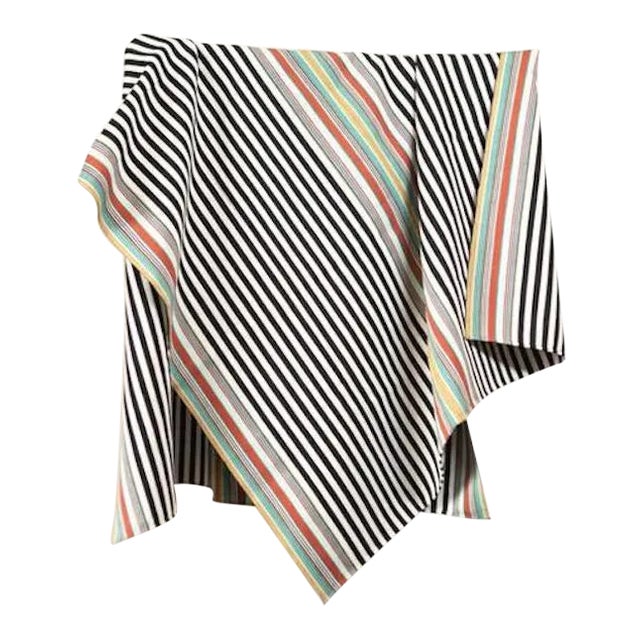 SanCri Cotton Throw - Black Stripe withGreen For Sale