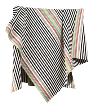 SanCri Cotton Throw - Black Stripe withGreen