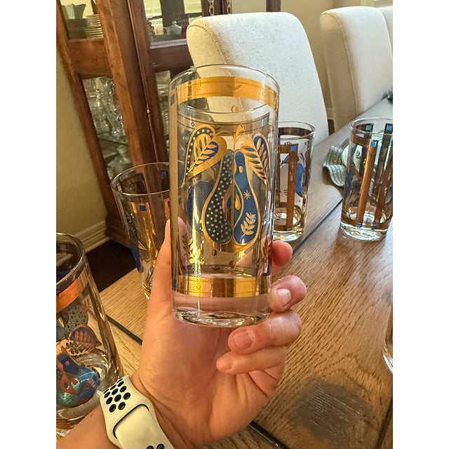 Eorges Briard Forbidden Fruit Pattern 12 Oz Bar Glasse - Set of 8 For Sale - Image 4 of 13