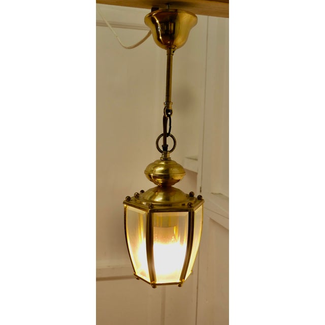 Art Deco Style Brass and Glass Lanterns, 1950s, Set of 2 For Sale - Image 6 of 9