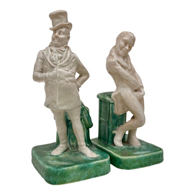 Bretby Art Pottery Dickens Figures, Mr. Micawber and Uriah Heep Pair, England Early 20th Century For Sale