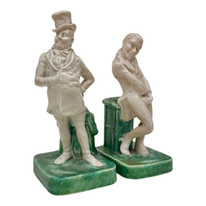Bretby Art Pottery Dickens Figures, Mr. Micawber and Uriah Heep Pair, England Early 20th Century