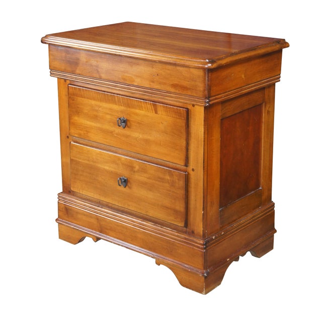 American 2 Vintage Lexington French Louis Philippe Cherry Nightstands Bedside Table Pair For Sale - Image 3 of 12