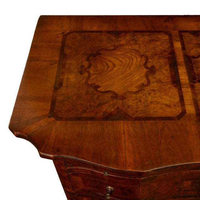 Antique Austrian Baroque Inlaid Walnut Burl Chest Drawers Dresser Commode 1760 For Sale - Image 13 of 14