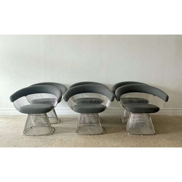 Silver Vintage Platner Style Wire Dining Chairs - Set of 6 For Sale - Image 8 of 12