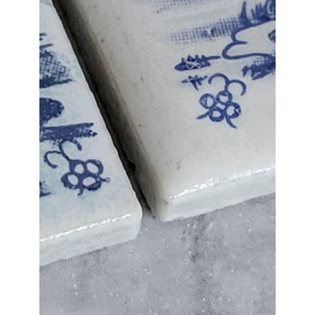 Three miniature, beautiful early Delft faience tile Hand painted cobalt blue of three seperate landscapes.
