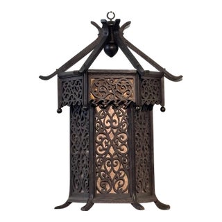 Early 20th Century Asian Wood and Mica Wall Lantern Sconce For Sale