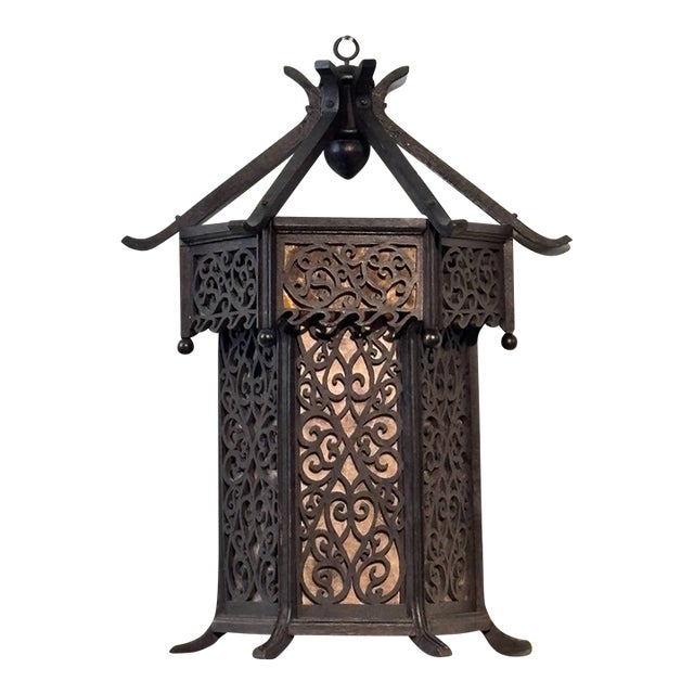 Early 20th Century Asian Wood and Mica Wall Lantern Sconce For Sale