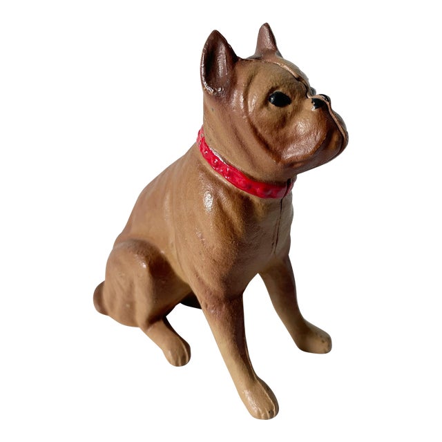 Vintage Cast-Iron Boxer Dog Bank For Sale