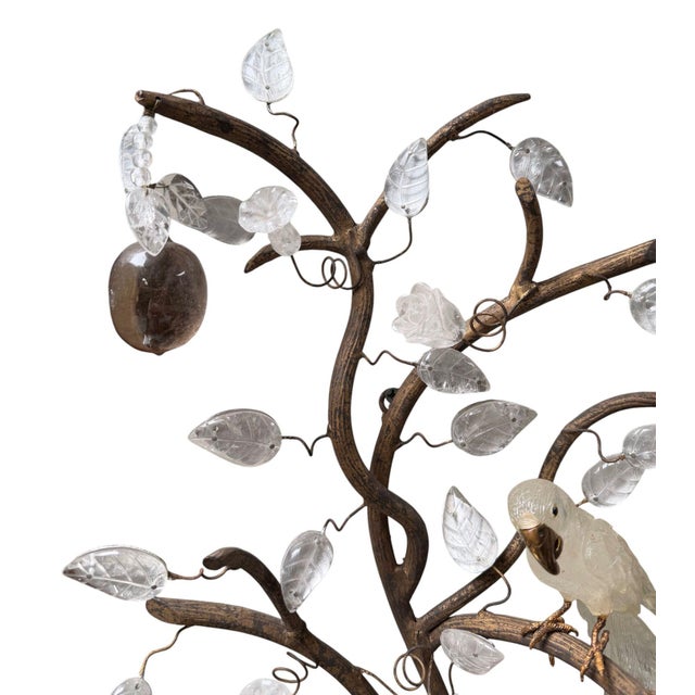 1980s French Baguès Style Rock Crystal, Smoky Quartz & Parrot Sconces - Pair For Sale - Image 10 of 10