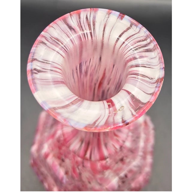 Make a stunning statement with this **Vintage Mid-Century Modern Murano Style Pink Art Glass Vase**. Featuring a graceful...