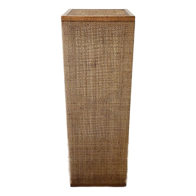 Vintage 1970s Woven Rattan / Reed Tall Art Pedestal For Sale
