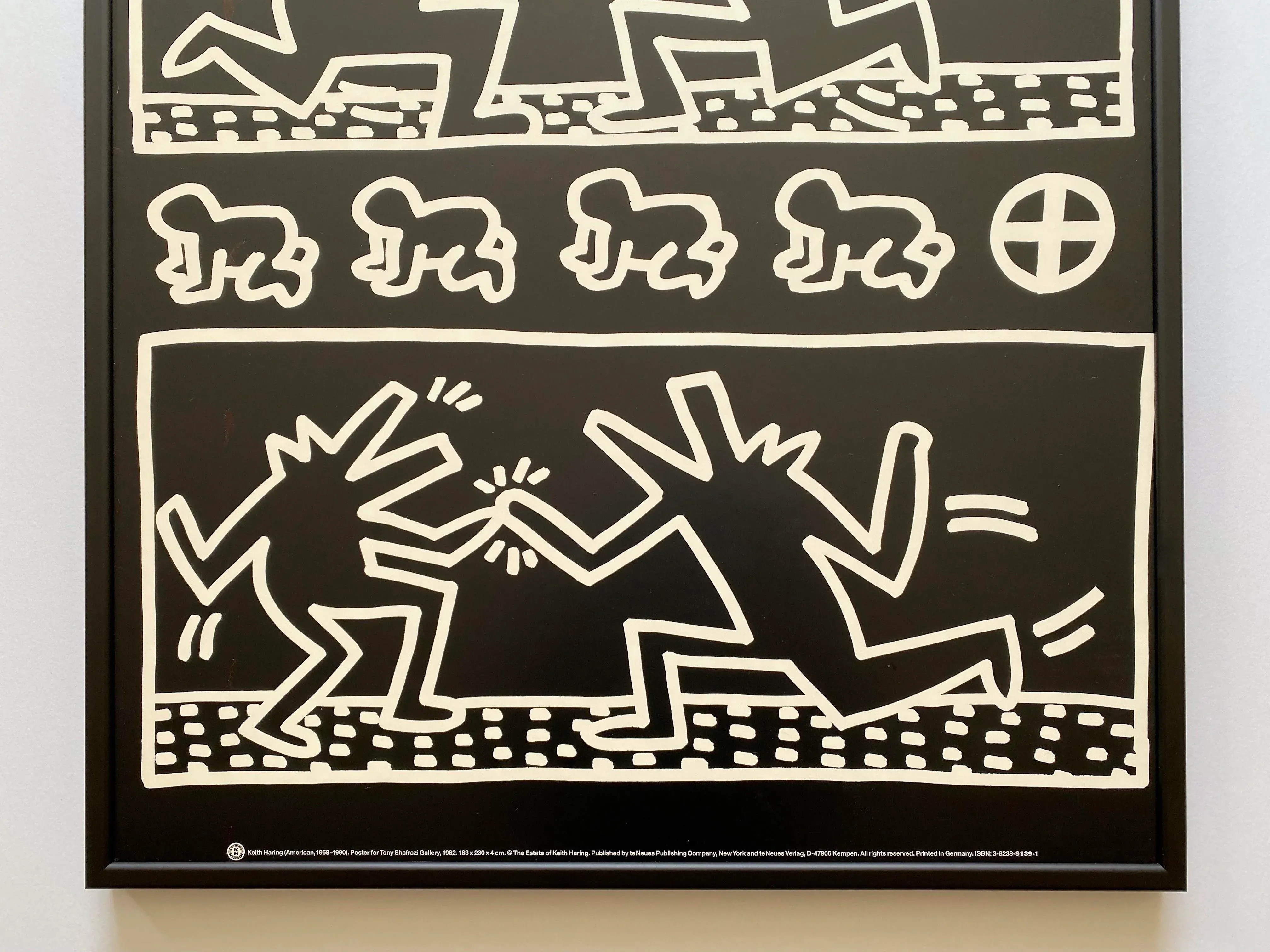 Keith Haring Estate Vintage 1993 Lithograph Print Framed Pop Art