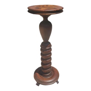 Late 19th Century Large Patinated Bobbin Mahogany Pedestal or Plant Stand For Sale