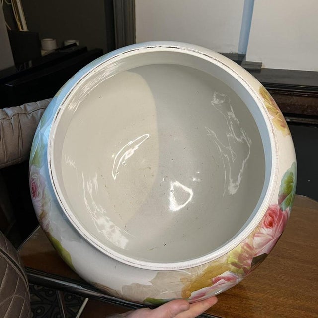 Large Earthenware Ceramic Roses Floral Planter, 1900s For Sale - Image 6 of 18