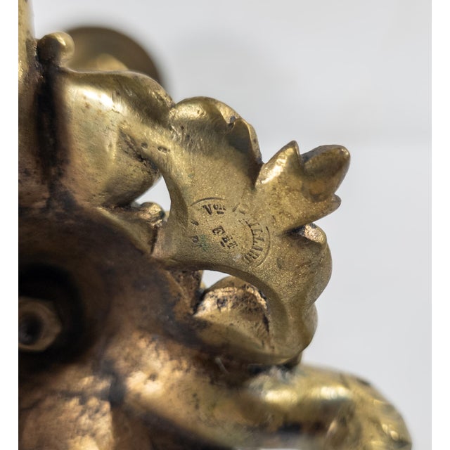 Early 20th Century Pair of French Art Nouveau Bronze Candlesticks by Victor Paillard Paris For Sale - Image 12 of 14