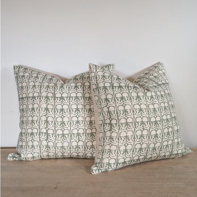 Penny Morrison Ashok Green Floral Pillows, 22" For Sale - Image 4 of 6