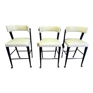Milling Road Originals Vere Leather Counter Stool by Baker Furniture- Set of 3 For Sale