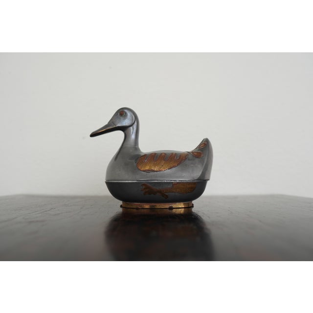 Vintage Mixed-Metal Duck Trinket Box For Sale - Image 4 of 18